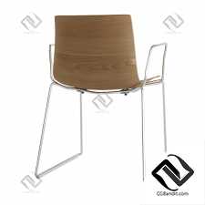 CATIFA 46 Chair Sled Armrest Wood by Arper