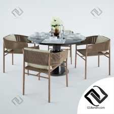 Стол и стул Table and chair Ethimo Kilt Dining, Holly Hunt Peso