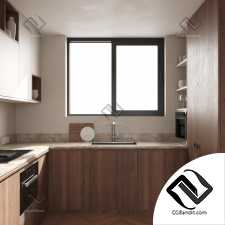 Modern Wooden Kitchen scene / Современная кухня сцена