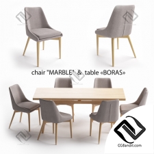 Стол и стул Table and chair Boras, Marble