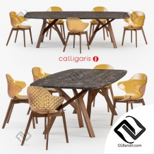 Стол и стул Table and chair Calligaris Jungle, Saint Tropez wood