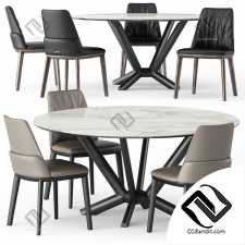 Стол и стул Table and chair Belinda, Planer Round Keramik by Cattelan Italia