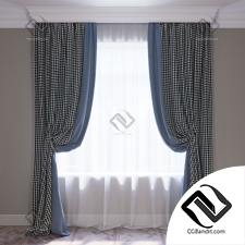 Шторы Curtains blue and houndstooth