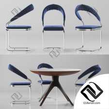 Стол и стул Table and chair with upholstery 02