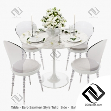 Стол и стул Table and chair White set