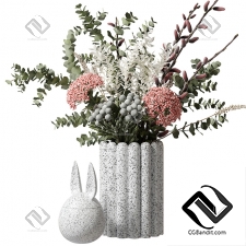 Букет Bouquet with eucalyptus and flowers in a white vase