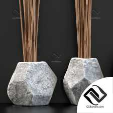 Branch Vase Ngon stone old n1 / Ветки в угловых каменных вазах