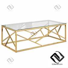 Кофейный стол Serene Furnishing Chrome Marble Top coffee table, Gold Clear Glass