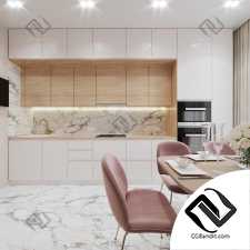 kitchen - living room 3d scene interior интерьер