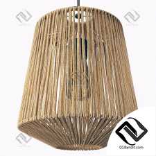 Lamp wood rotang wicker barrel