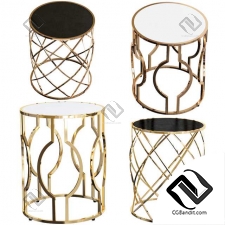 Fara Wide Gold and Mirrored Table Set