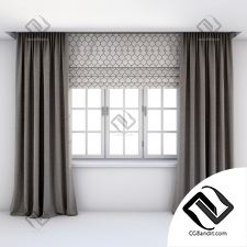 Прямые шторы и римские шторы Floor-length curtains and roman blinds