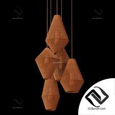 Lamp wood rattan wicker Cone n4