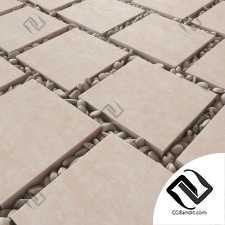 Paving plate square white pebble n1