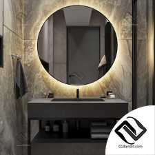 Modern dark shower room 3d сцена интерьер
