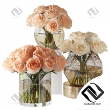 Букет Bouquet Pink and white roses in glass vases