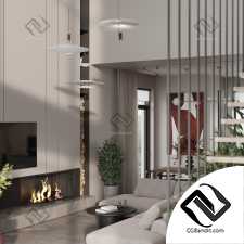 Cozy kitchen-living room 3d сцена интерьер