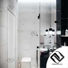 Bathroom Black and White 2017 3D Scene