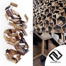 Hexagon panel wood rail frame n1