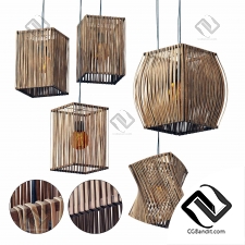 Lamp wood rattan wicker Box