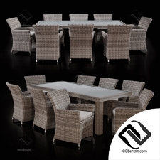 Стол и стул Table and chair Savannah 9 Piece Outdoor Wicker Dining Set