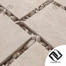 Paving plate square white pebble n1