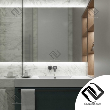 Gray marble bathroom 3D scene интерьер