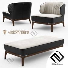 Blondie leather armchair and bench Visionnaire
