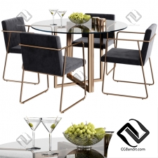 Стол и стул Table and chair CB2 rouka, round dining
