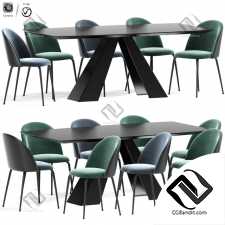 Стол и стул Table and chair Cloyd Upholstered