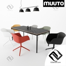 Стол и стул Table and chair MUUTO Fiber, Ambit Rail, Base