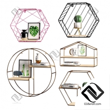 Декоративный набор из металлических полок с наполнением Decorative set of metal shelves with filling