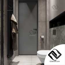 Modern dark shower room 3d сцена интерьер