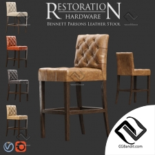 Стул Leather Stool Restoration Hardware Bennett Parsons