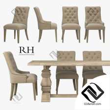 Стол и стул Table and chair Restoration Hardware Martine and Salvaged