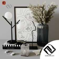 Декоративный набор Decor set with Ribbed Glass Vase