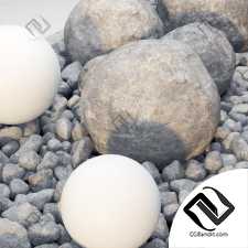 Flowerbed large white pebbles