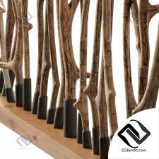 Branch crooked long wall decor n1 / Декор длинная ширма из кривых веток №1