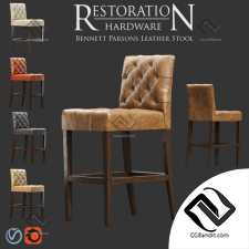 Стул Leather Stool Restoration Hardware Bennett Parsons