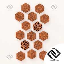 Hexagon panel pebble decor n1 / Шестиугольная панель с галькой декор
