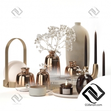 Декоративный набор Decor set with gilded glass vases
