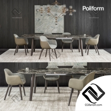 Стол и стул Table and chair Poliform Mad