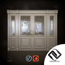 Двери Classic double doors with stained glass