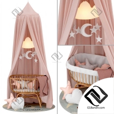 Baby cradle with canopy