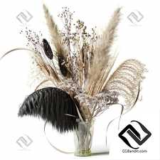 Букеты from dried flowers with black feather