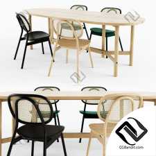 Стол и стул Table and chair Cane, Arch Y base