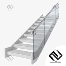 Современная лестница с стеклянным ограждением