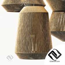 Lamp wood rotang wicker barrel n2