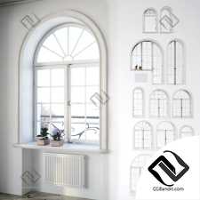 Окна Set of classic arched windows with decor