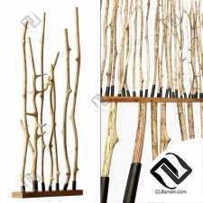 Branch crooked long wall decor n1 / Декор длинная ширма из кривых веток №1